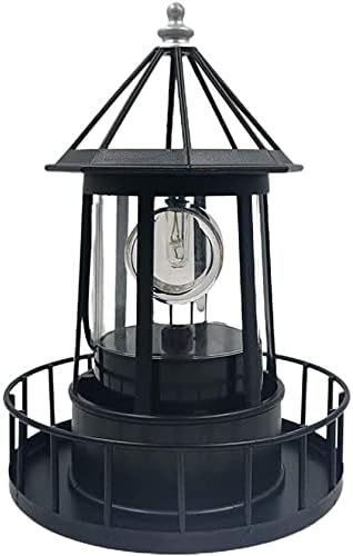HAKUNA LED Solar Powered Lighthouse, 360 Degree Rotating Lamp Courtyard Decoration IP65 Waterproof Durable Rotatable Outdoor Solar Light Lamp Hanging for Home Garden Yard Décor