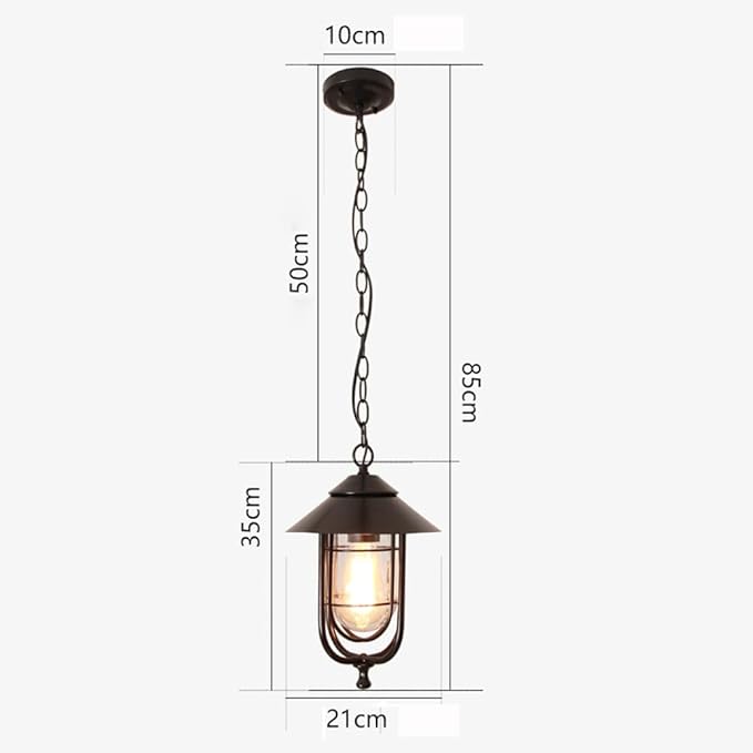 American Style Outdoor Light,Waterproof Wrought Iron with Transparent S Lampshade,Garden,Hallway,Villa Hanging | Lumora