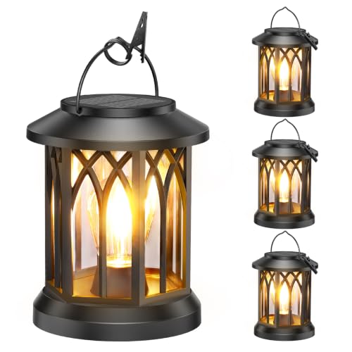 Solar Lanterns Outdoor Waterproof 4 Pack, Upgraded Solar Lantern Outdoor