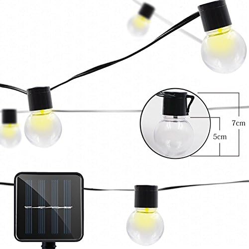 Solar Powered String Lights with Hanging Sockets, 20 Big Edison Bulbs Weatherproof Solar Decoration Lights for Patios, Parties, Weddings, Backyards, Porches, Gazebos, Pergolas (1 Pack)