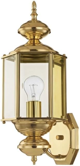 Livex Lighting 2006-01 Outdoor Wall Lantern with Clear Beveled Glass Shades, Antique Brass