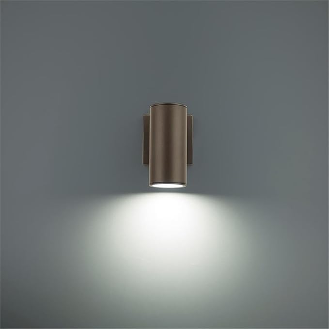 WAC Lighting, Cylinder LED Single Up or Down Indoor or Outdoor Wall Light 3000K in Bronze
