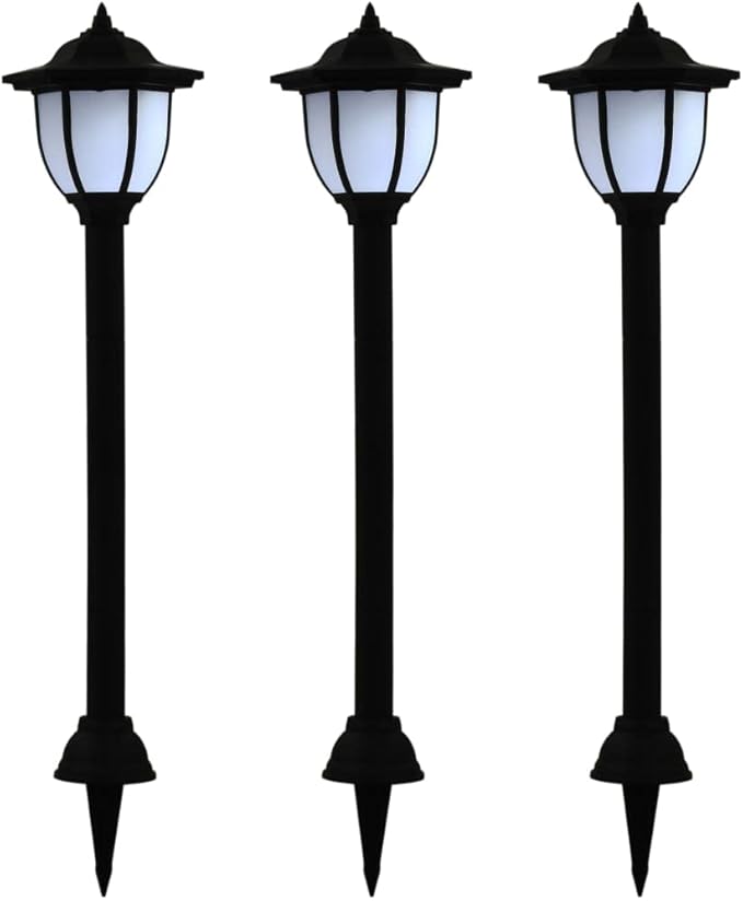 vidaXL Outdoor LED Solar Lamps - Set of 3 - Durable PP Construction, Eco-Friendly and Maintenance-Free Lighting for Gardens, Patios, Paths