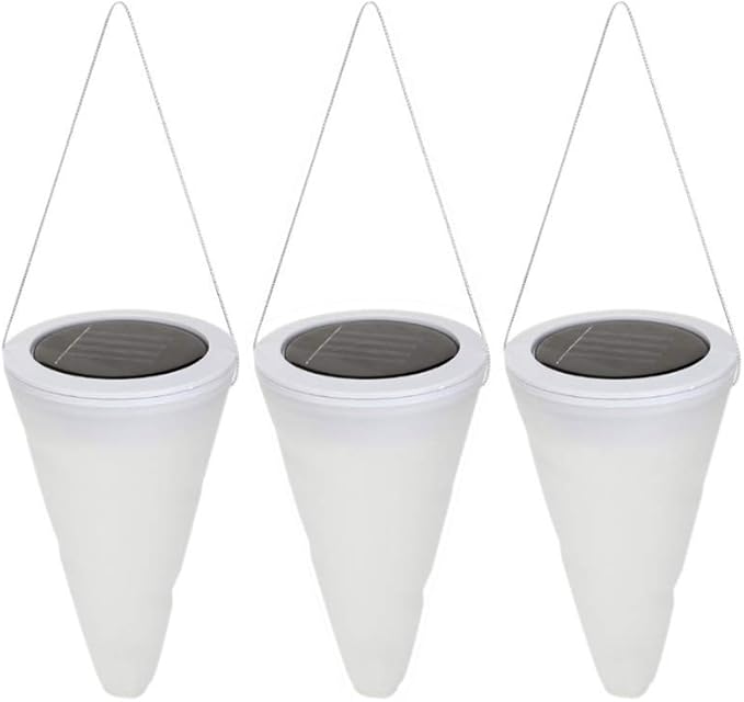 Solar Path Light Hanging Solar Powered Garden Light Cornet Cone Shaped Solar LED Light Decoration for Garden Outdoor Balcony Tree Yard Patio Landscape,3 Pack(RGB/Color Changing)