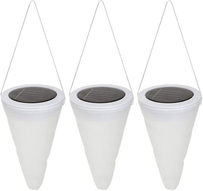 Solar Path Light Hanging Solar Powered Garden Light Cornet Cone Shaped Solar LED Light Decoration for Garden Outdoor Balcony Tree Yard Patio Landscape,3 Pack(RGB/Color Changing)