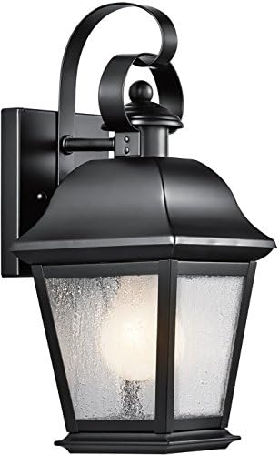 Kichler Mount Vernon 12.5" 1 Light Outdoor Wall Light with Clear Seeded Glass in Black