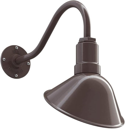 Steel Lighting Co. Venice Store Sign Light | for Outdoor Restaurant Accent Wall | 9 inch Dome | 16 inch Gooseneck | Made in America | Dark Bronze Exterior/White Interior