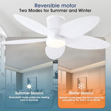 Surtime Palm Leaf Ceiling Fans with Lights-42 Tropical Ceiling Fan with Light and Remote/APP Control,Flush Mount Low Profile White Ceiling Fans for Bedroom,Indoor/Outdoor Patio Use