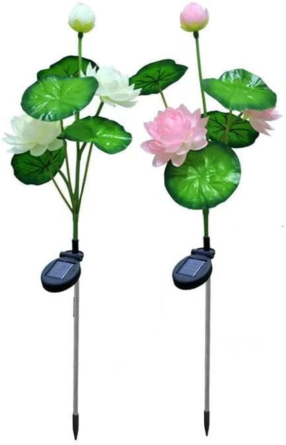 Solar Garden Lights Upgraded Solar Lotus Flower Lights, Solar Lights Outdoor for Garden, Patio, Yard Decoration, 7 Color Changing Solar Decorative Lights(2 Pack)