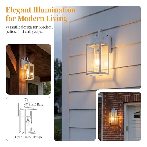 White Porch Light, Dusk to Dawn Wall Mount Outdoor Light
