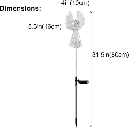 4 Pack Solar Angel Lights Outdoor Decor, Decorative Color Changing Waterproof LED Angel Stake Lights for Cemetery Grave Garden Patio Yard Art Lawn Decoration, Grave Markers, Memorial Gifts