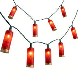 Oviejo 8.5Ft Shotgun Light String, Christmas LED Light String with 10 Red Bullet Lights for Outdoor Mexican Party Graduation Celebration Patio Bedroom Decor, Green Wire