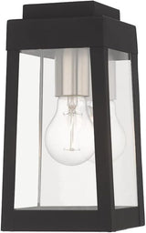 Livex Lighting 20851-91 Oslo - 9.5" One Light Outdoor Wall Lantern, Brushed Nickel Finish with Clear Glass,Silver | Lumora