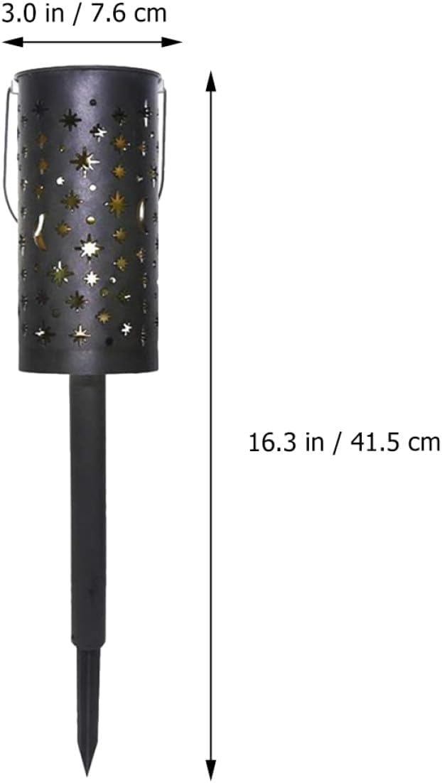 Solar Powered Waterproof Lawn Plug Lights 2pcs, Decorative Outdoor Projection Garden Path Lighting, Iron Art Hollow Star Moon Design for Yard and Patio