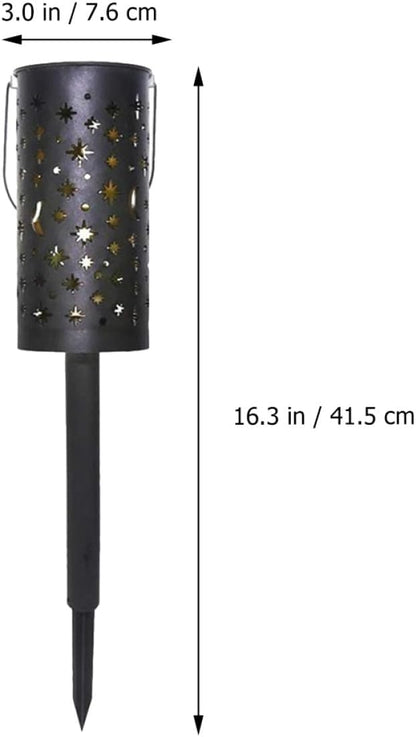jojofuny 2pcs Solar Lawn Lamp Decorative Outdoor Projection Light Hollow Iron Art Garden Path Lights Waterproof Landscape Plug-in Fixture for Yard and Patio