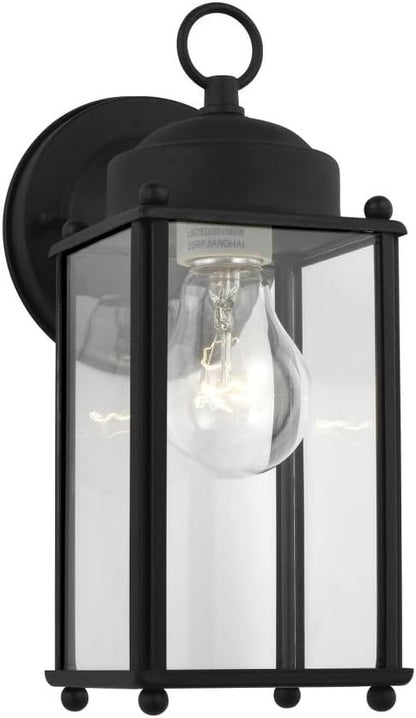 Generation Lighting 8593-965 New Castle Clear Glass Outdoor Wall Sconce Lighting Fixture, 1-Light 75 Watt, 10" H x 5" W, Antique Brushed Nickel