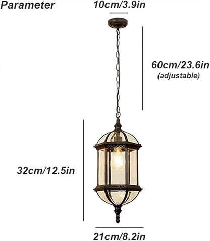 Rustic Outdoor Hanging Lamp Retro Waterproof Lantern Pendant Light Farmhouse Vintage Industrial Aluminum Chandelier for Porch Patio Loft Restaurant Bar Cafe Entryway Gazebo