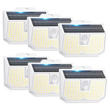 Brightever 6-Pack Solar Lights Outdoor Motion Sensor, Solar Security Lights with 3 Lighting Modes, IP65 Waterproof Solar Wall Lights for Outside, Fence, Deck, Step, Cool White