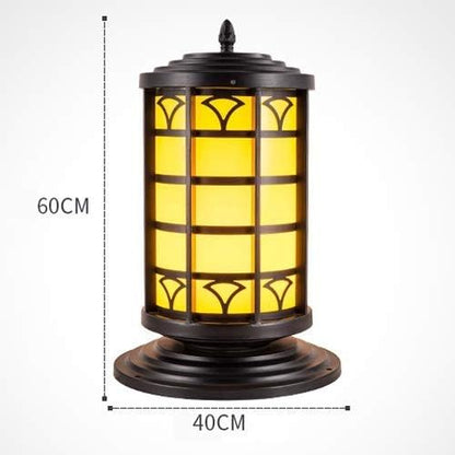 LaseVe Lights Outdoor Vintage Light Luxury Yellow Acrylic Column Lights Outdoor Waterproof Metal Iron Post Lights Street Door Garden Landscape Household Decorative Pillar Lights E27 Edison Stadium