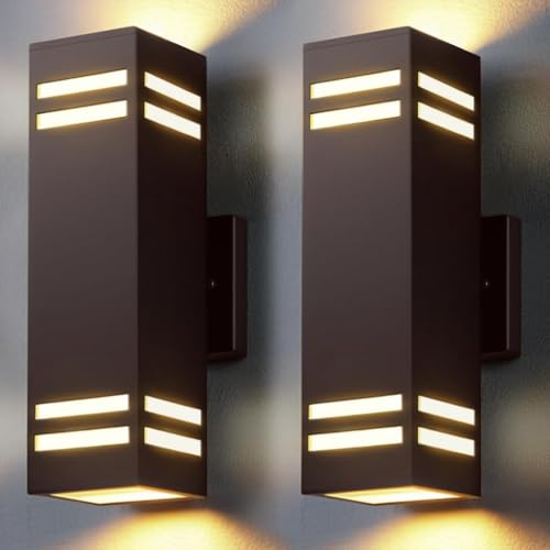 SHIMR Dusk to Dawn Outdoor Lighting, Modern Sconce, ETL Listed, 2 Pack