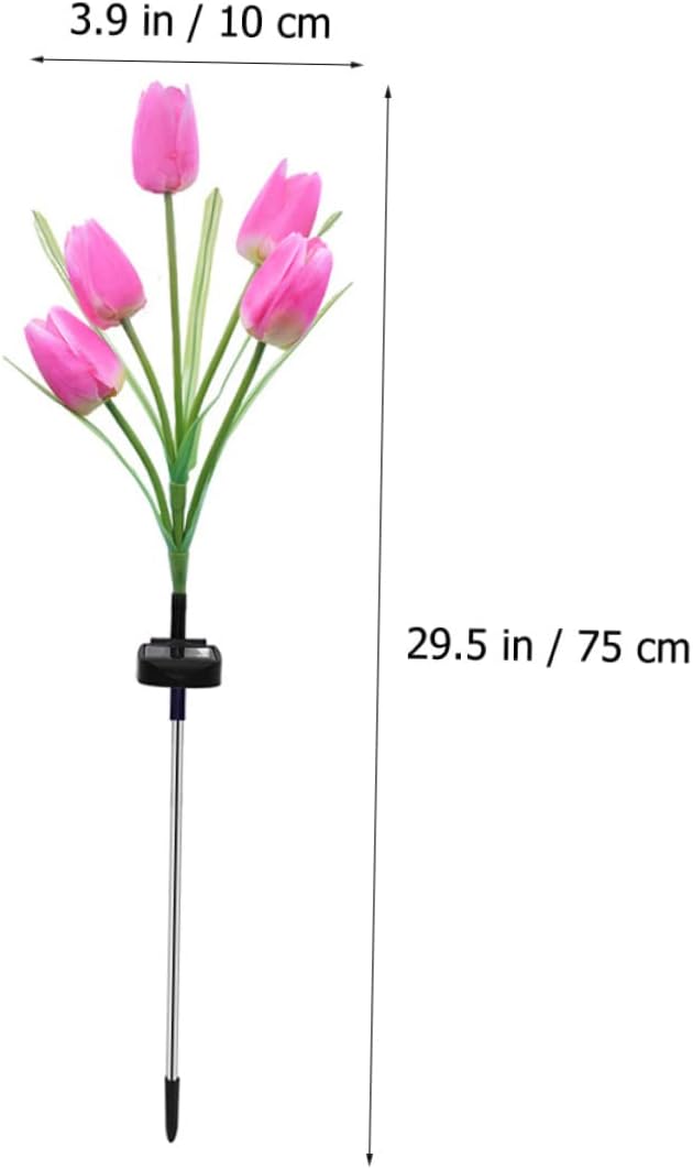 DOITOOL 2pcs Lawn Solar Lamp Head Tulip Design Outdoor Light Ornament for Garden Cloth for Courtyard and Pathway Decor