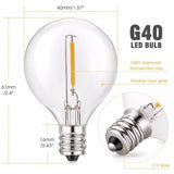100FT Outdoor String Lights with 102 Shatterproof G40 LED Clear Globe Bulbs for Indoor/Outdoor, 2-Pack 50FT Connectable Hanging Lights for Party Decor