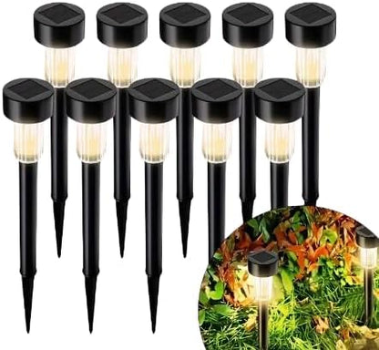 Outdoor Solar Landscape Lawn Lights, Suitable for Christmas, Halloween, Weddings, Road and Garden Decoration (Warm Colors - 10-Piece Pack)
