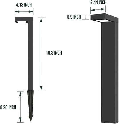 GKOLED 8-Pack Low Voltage Landscape Pathway Light Fixture, 9-15V AC/DC Outdoor Walkway Lighting with 3W LED Chips for Yard Lawn, Black Die-cast Aluminum Housing, UL-Listed IP66+