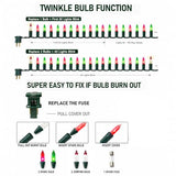 TW SHINE Christmas Mini String Lights, 20FT 100 Count Incandescent Mini Christmas Tree Lights, Waterproof Xmas String Lights for Outdoor Indoor Home Party Yard Decorations, Red and Green