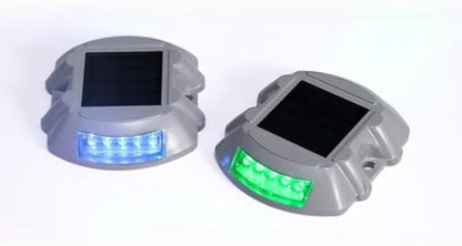 Wokyo 1 Pack Solar Deck Lights Outdoor Waterproof LED Solar Step Lights, Warning Road Marker Solar Powered Driveway Dock Lights for Pathway, Stairs, Ground, Flat (1, Green Always on)