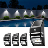 4 Pack Metal Solar Fence Lights Cool White Lamp with Motion Sensor