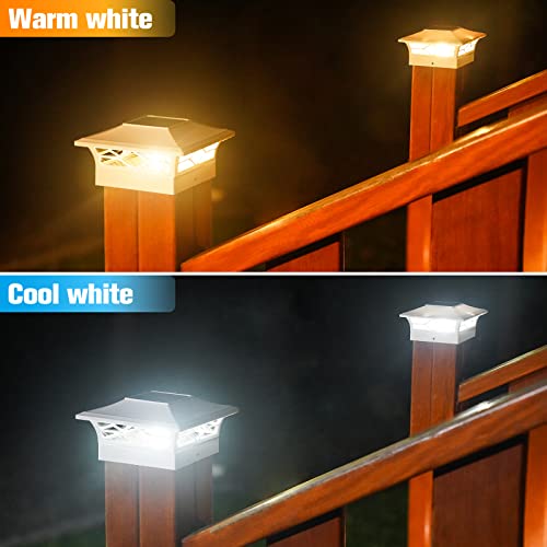 VOLISUN 12Pack Solar Post Cap Lights, 2 Color Modes Deck Lights, White
