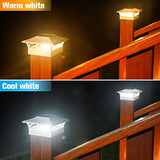 VOLISUN 4Pack Solar Post Cap Lights, 2 Color Modes Deck Lights, White