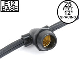 Novelty Lights 25 Feet Heavy Duty Light String with 25 in-Line E12 Sockets, Black - Outdoor Security Flood Light | Lumora