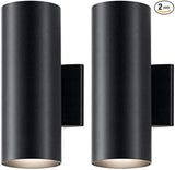 Kichler Cylinders 12" Outdoor Wall Sconce in Black, 2-Light Exterior Wall Light, Cylinder Fixture, (12" H x 5" W) | Lumora