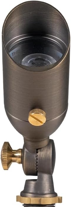 VOLT 12V Brass Mini Outdoor Spotlight (Bronze) with 2W 2700K Warm White 175 Lumen MR8 LED Bulb for Low Voltage Landscape Lighting of Yard, Lawn, Garden, Patio, Trees & House