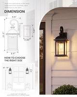FEMILA 21" Outdoor Wall Light Fixture, 2 Pack Modern Outdoor Wall Sconce, Rust-Proof Waterproof Wall Light with Seeded Glass, Ideal for Porch, Patio, Entryway, Garage, 4FD54B2-2PK BK