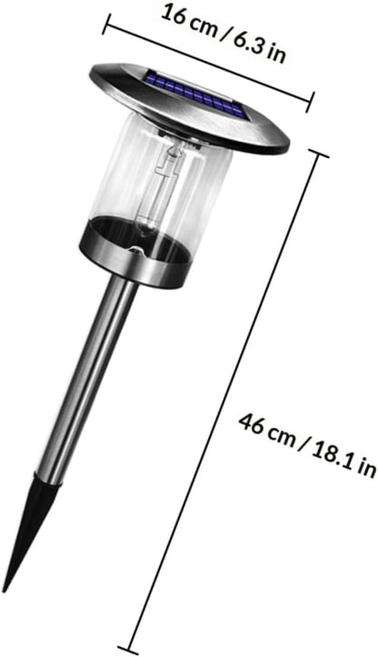 Lurrose Solar Path Lights Stainless Steel Tungsten Filament Outdoor Garden Lawn Landscape Lighting for Patio Walkway Solar Powered Waterproof Post Lamps