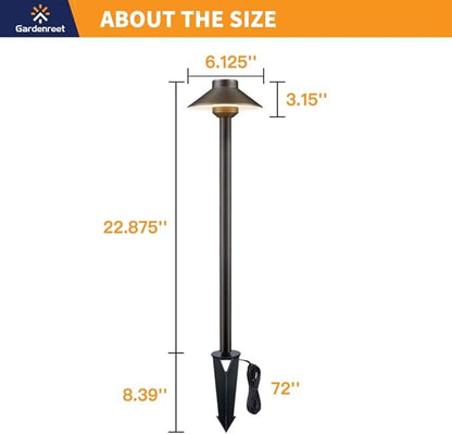 Gardenreet Brass Low Voltage Pathway Lights Kit(8 Pack) 12V LED with 150W Low Voltage Transformer and Mechanical Timer and 100 Feet Wire and 40Pack Connectors for Outdoor House Garden Sideway