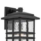 Kichler Beacon Square 17.25" 1-Light Outdoor Wall Light with Clear Hammered Glass in Textured Black, for Exterior Doors, Garage, Porch, or Patio (17.25" x 9.5"), 49831BKT