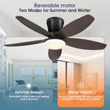 Surtime Ceiling Fans with Lights-36 Low Profile Ceiling Fan with Light and Remote/APP Control,Flush Mount,DC Reversible,LED Dimmable Modern Ceiling Fans for Bedroom,Indoor/Outdoor Patio Use(Brown)