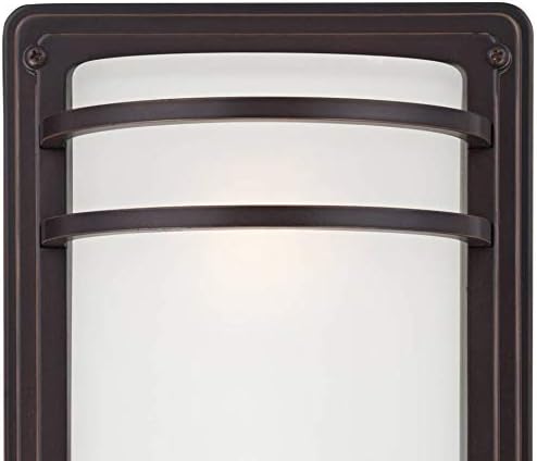 John Timberland Habitat Modern Industrial Outdoor Wall Light Fixture Rubbed Bronze Steel 16" Opal Etched Glass for Exterior House Porch Patio Outside Deck Garage Yard Front Door Garden Home