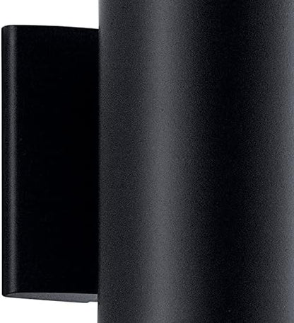 Kichler Cylinders 7" Outdoor Wall Sconce in a Black, 1-Light Exterior Wall Light, Cylinder Fixture, (7" H x 5" W), 9234BK (Pack of 2)