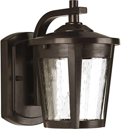 Progress Lighting East Haven LED Collection 1-Light Clear Seeded Glass Transitional Outdoor Small Wall Lantern Light Antique Bronze
