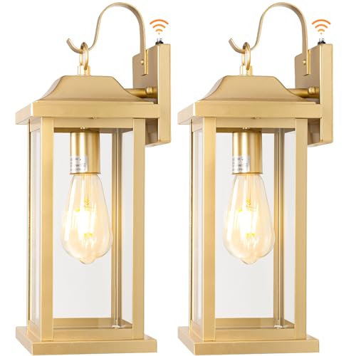 17 Inch Gold Outdoor Sconces Dusk to Dawn 2-Pack