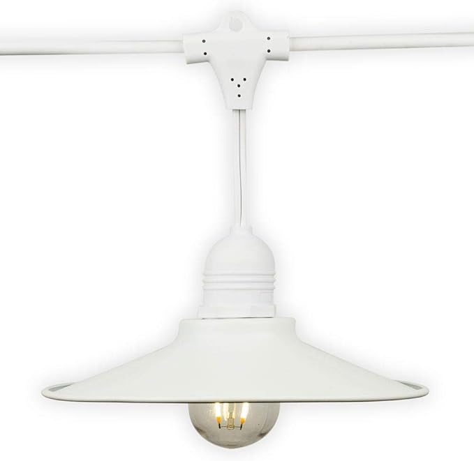 fantado Classic Metal Patio Light Bulb Shade Cover for Outdoor Commercial String Lights, E26, White by PaperLanternStore