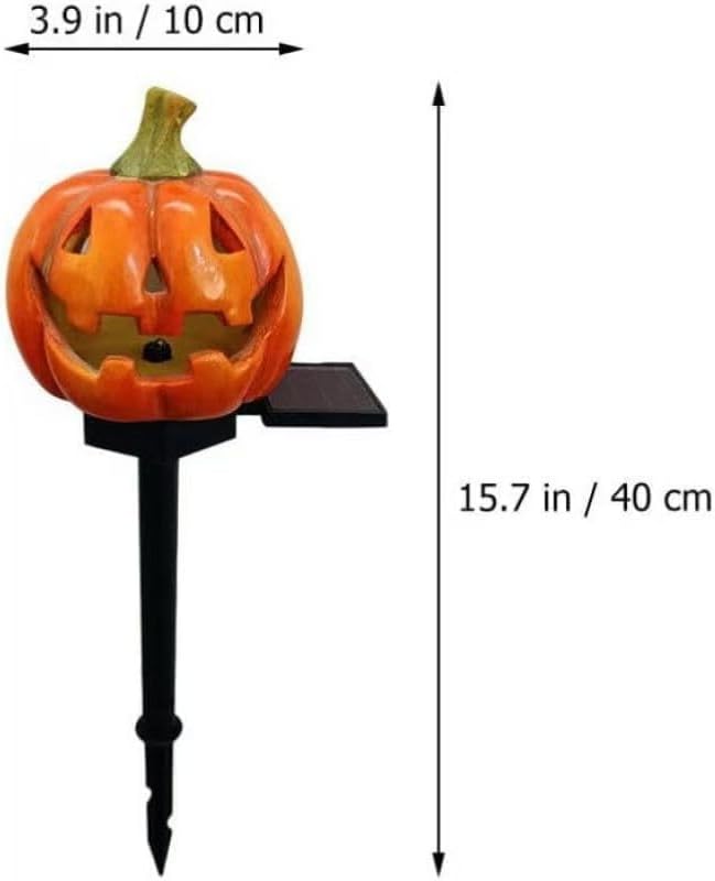 LED Solar Pumpkin Head Ground Light, Halloween Outdoor Atmosphere Decoration lamp, Cute Resin Pumpkin Head Courtyard Landscape Lights.