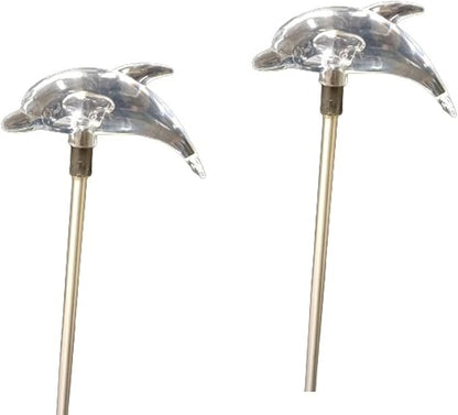 Starry Illuminate 2 PCS Solar Color Changing Dolphin Style Garden Stake Light, Clear