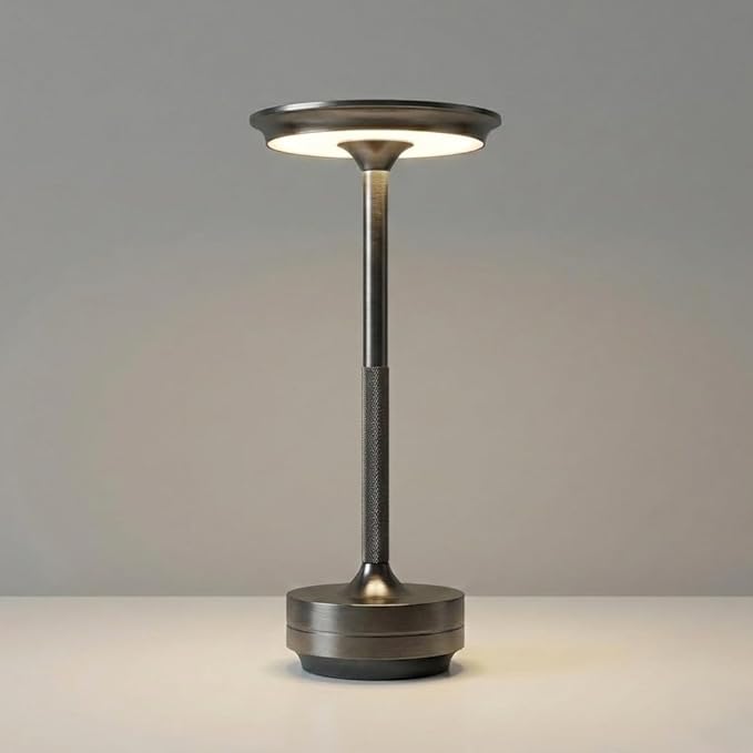 2026 Upgraded 6000mAH for longer battery life. Cordless Table Lamps Rechargeable, Portable Lamp, Stepless Dimming LED Table Light with Memory Function, for Outdoor/Dinner/Patio/Restaurant, (Gun Metal)