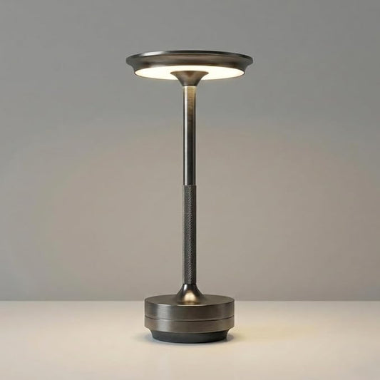 2026 Upgraded 6000mAH for longer battery life. Cordless Table Lamps Rechargeable, Portable Lamp, Stepless Dimming LED Table Light with Memory Function, for Outdoor/Dinner/Patio/Restaurant, (Gun Metal)